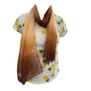 Women's Tan Brown Ombre Scarf With Raw Hem